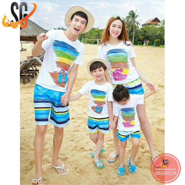 Quần đi biển cặp đôi nam nữ hội nhóm gia đình thiết kế short ngắn họa tiết nổi bật DDB06 | SG