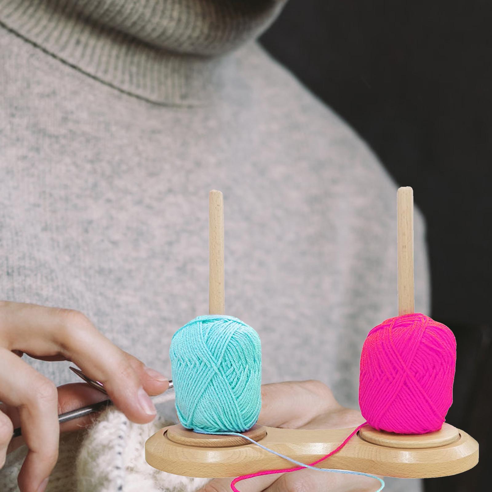 Wooden Yarn Ball Holder Hold 2 yarns Sewing Accessory for Mother Wife Sister