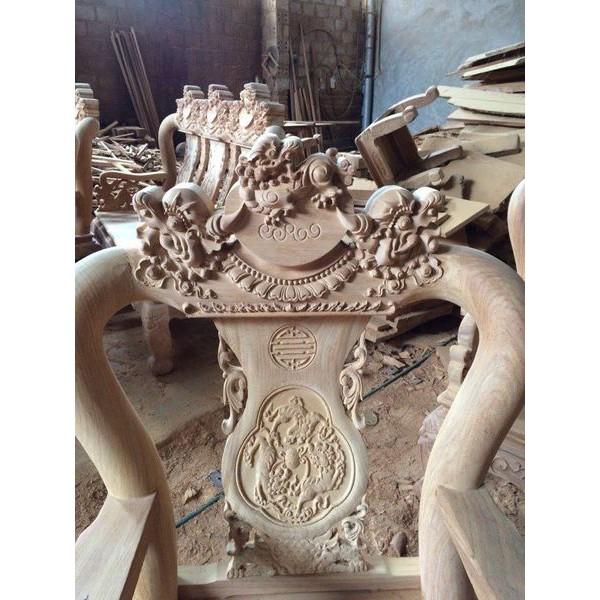 Bộ bàn ghế giả cổ nghê đỉnh gỗ gõ đỏ đồ gỗ tuấn long