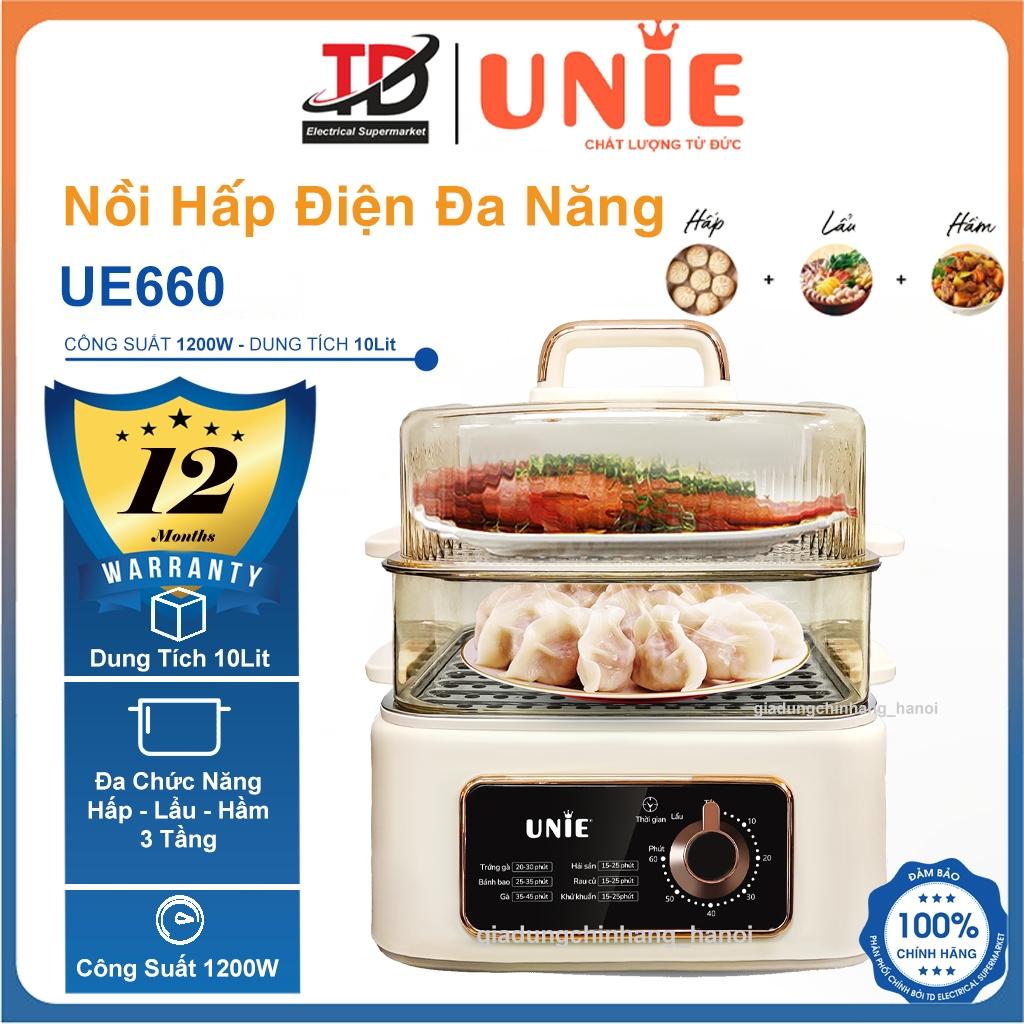 Nồi Hấp Điện Unie UE660, Lẩu - Hầm - Hấp 3 Trong 1 Dung Tích 10Lit - Công Suất 1200w, Hàng Chính Hãng