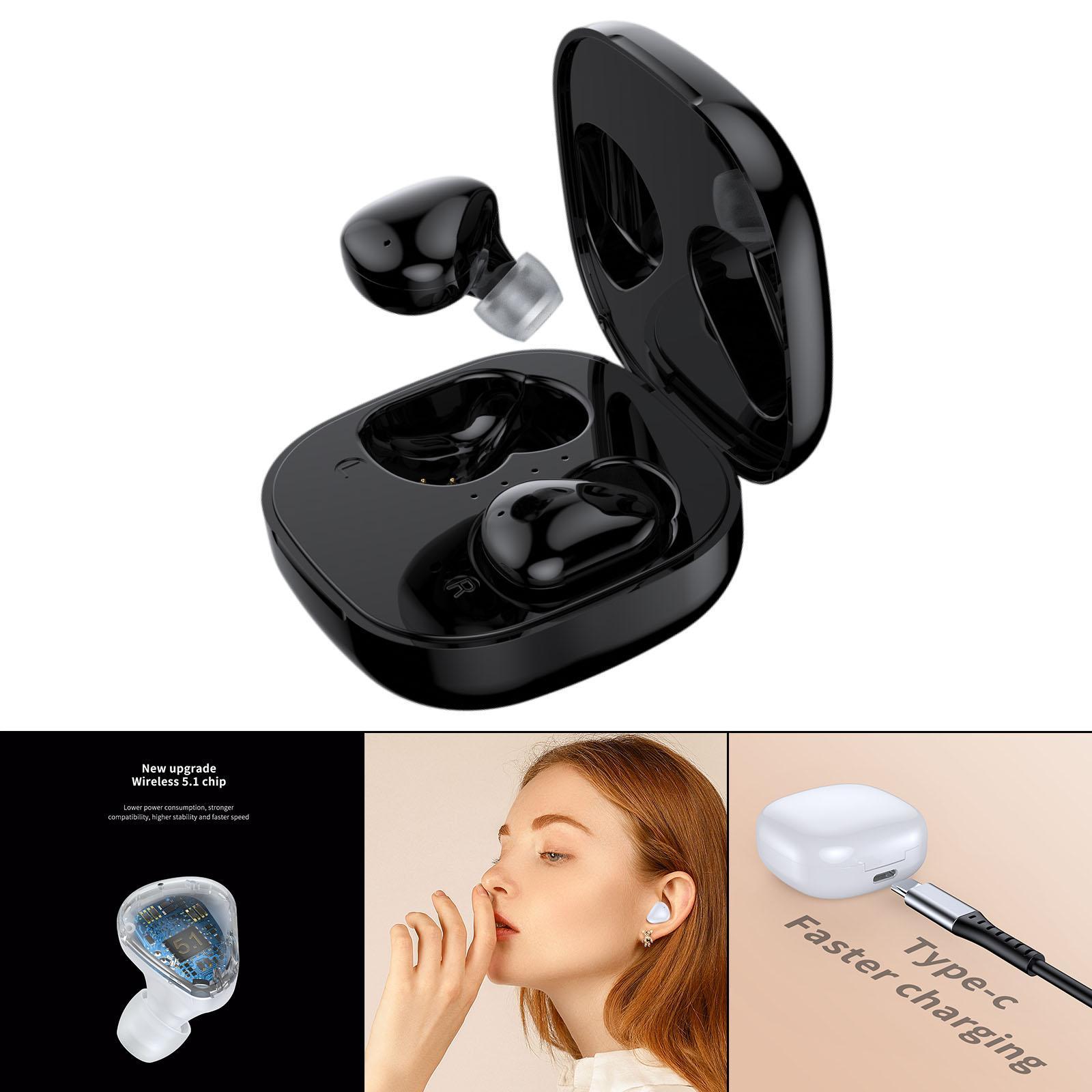 Bluetooth 5.1 Earbuds USB C Built-In Microphone Headset for Sports Music Black