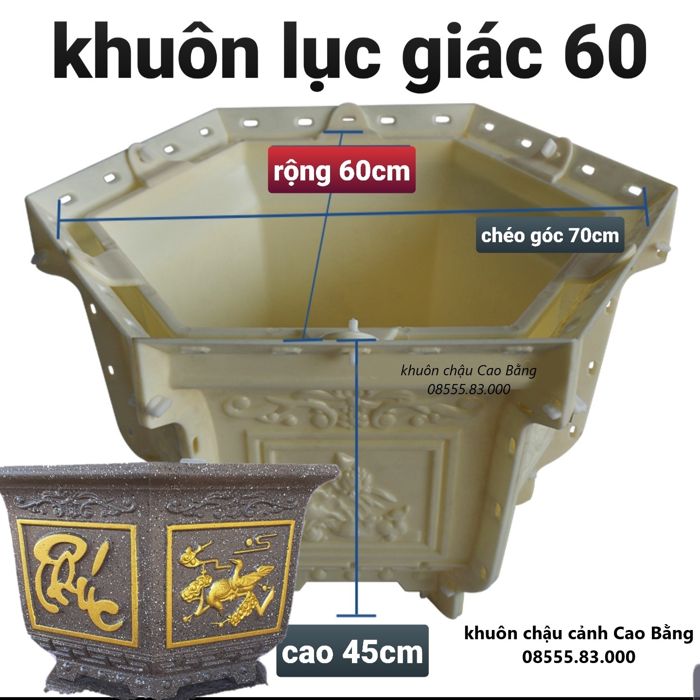 Khuôn đúc chậu cảnh lục giác 60
