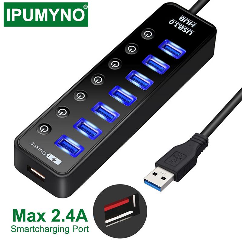 HUB USB 3.0 Đa 4 7 Bộ Chia Cổng Sạc Cho Ipad Mac Book Air Pro PC Máy Tính Xách Tay Phụ Kiện Với 5V 2A Bộ Chuyển Đổi Nguồn Điện