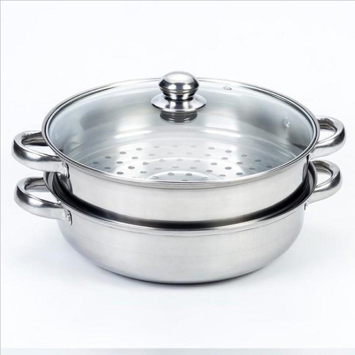 Nồi hấp inox 2 tầng size 28 cm tiện lợi dùng được tất cả các loại bếp