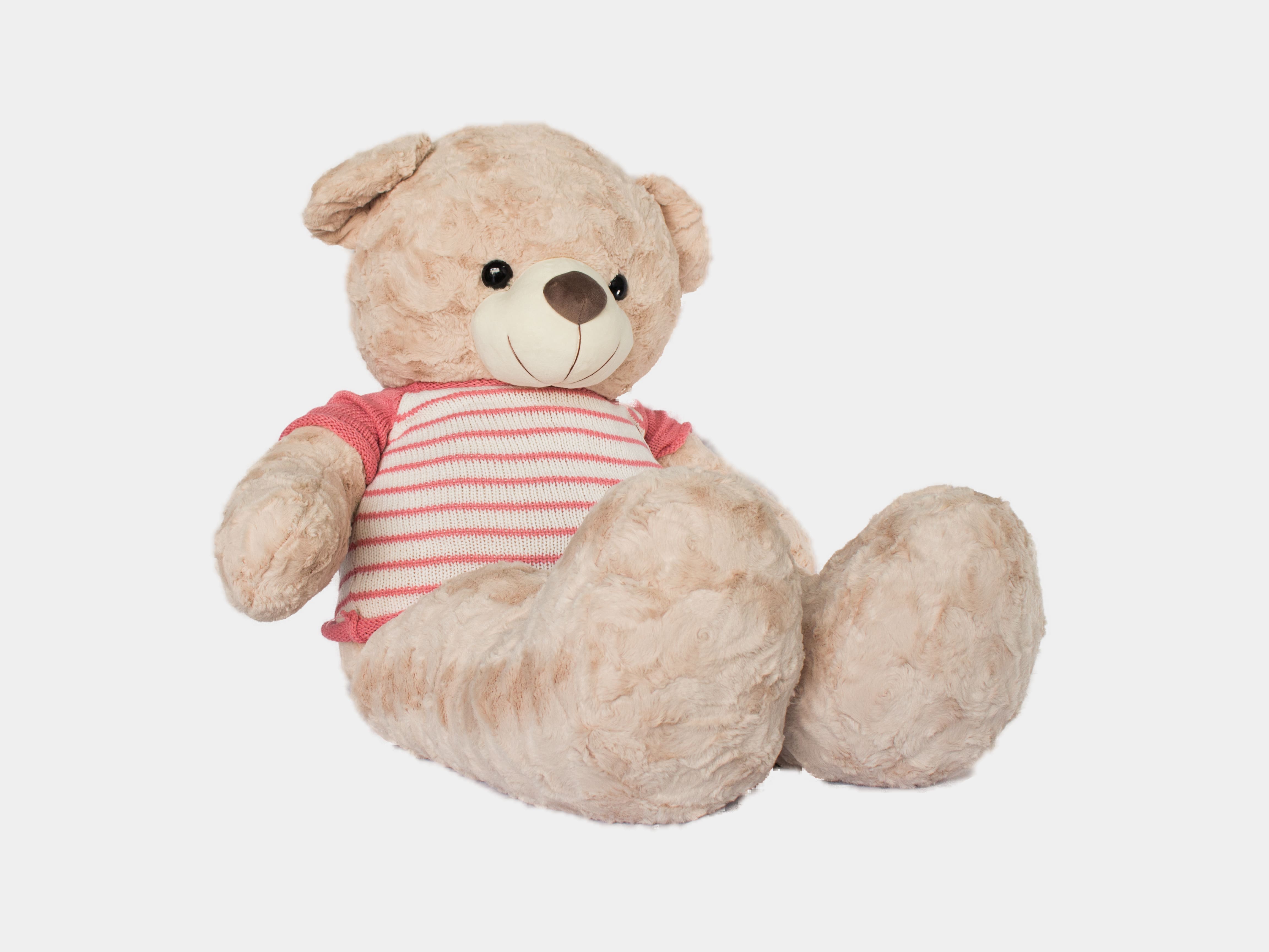 Gấu bông Teddy Kem Áo Len Sọc Hồng 1m2 Dễ Thương