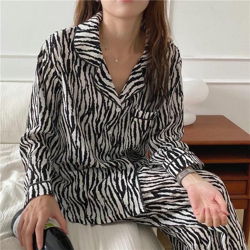 Hình ảnh Bộ Pijama Nữ MỚI 2021 Bộ Đồ Ngủ Bộ Mặc Nhà Pijama Quần Dài Tay Dài Thu Đông Chất Mềm Mịn Mặc Thoải Mái Họa Tiết Cute