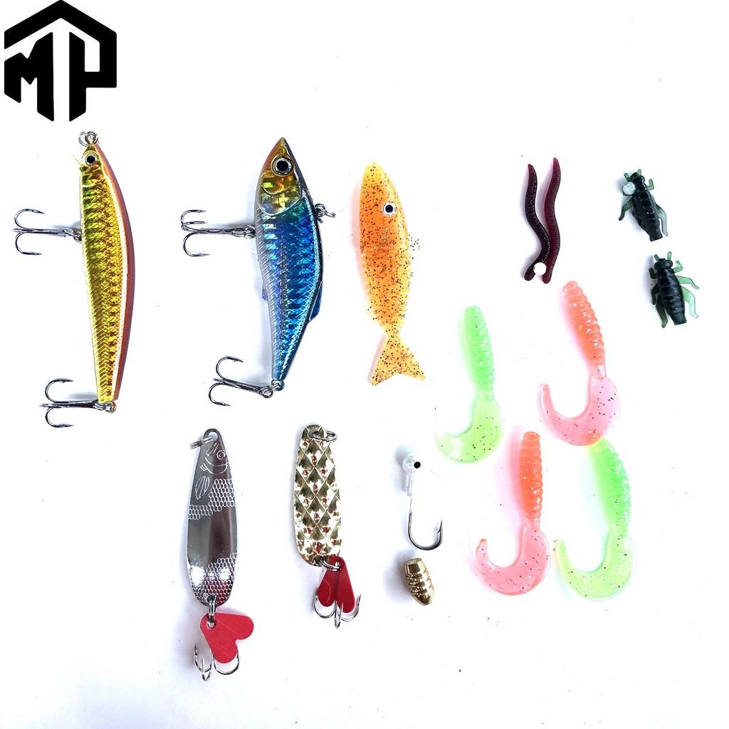 Sét mồi câu lure GW , 14 con mồi lure tổng hợp