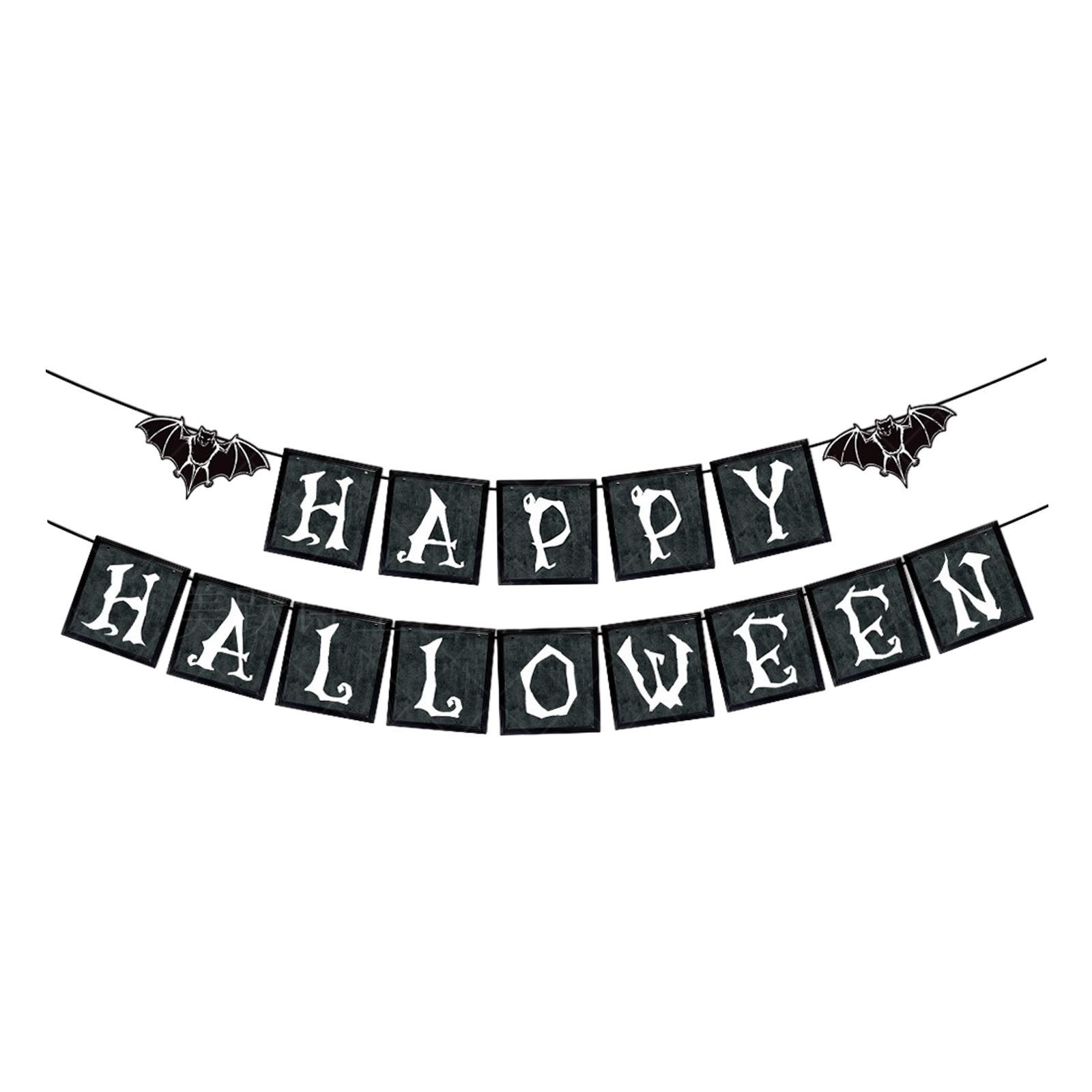 Halloween Banner Halloween Decoration Fireplace Wall Halloween Pull Flag Halloween Garland Supplies for Yard Garden Horror Movie Theme Party