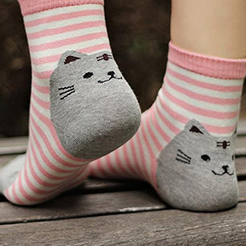 Vớ Cotton Cao Cổ In Họa Tiết Mèo Đáng Yêu Dành Cho Nữ
