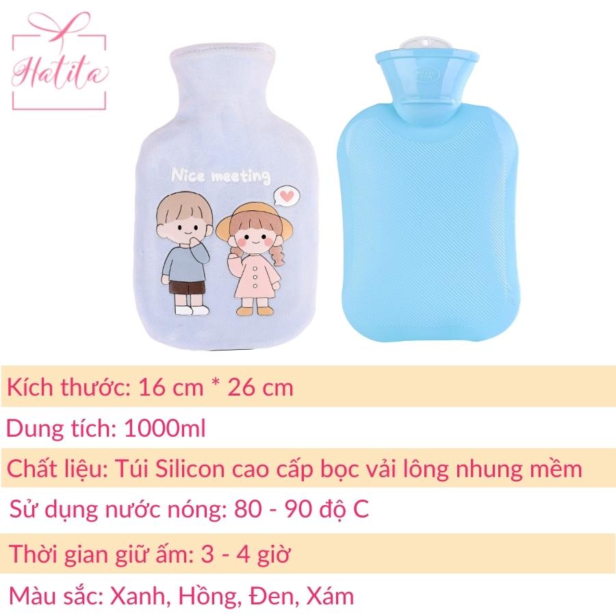 Túi chườm nóng bụng kinh HATITA 1000ml phiên bản LOVE YOU, món quà ý nghĩa tặng bạn gái ngày dâu