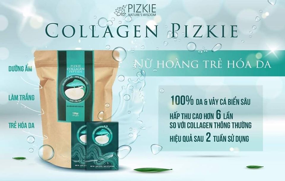 Collagen Cá Hồi Pizkie Nhật Bản : peptide nguyên chất 5000mg, đẹp da, chống lão hóa ngăn ngừa nếp nhăn, giảm rụng tóc