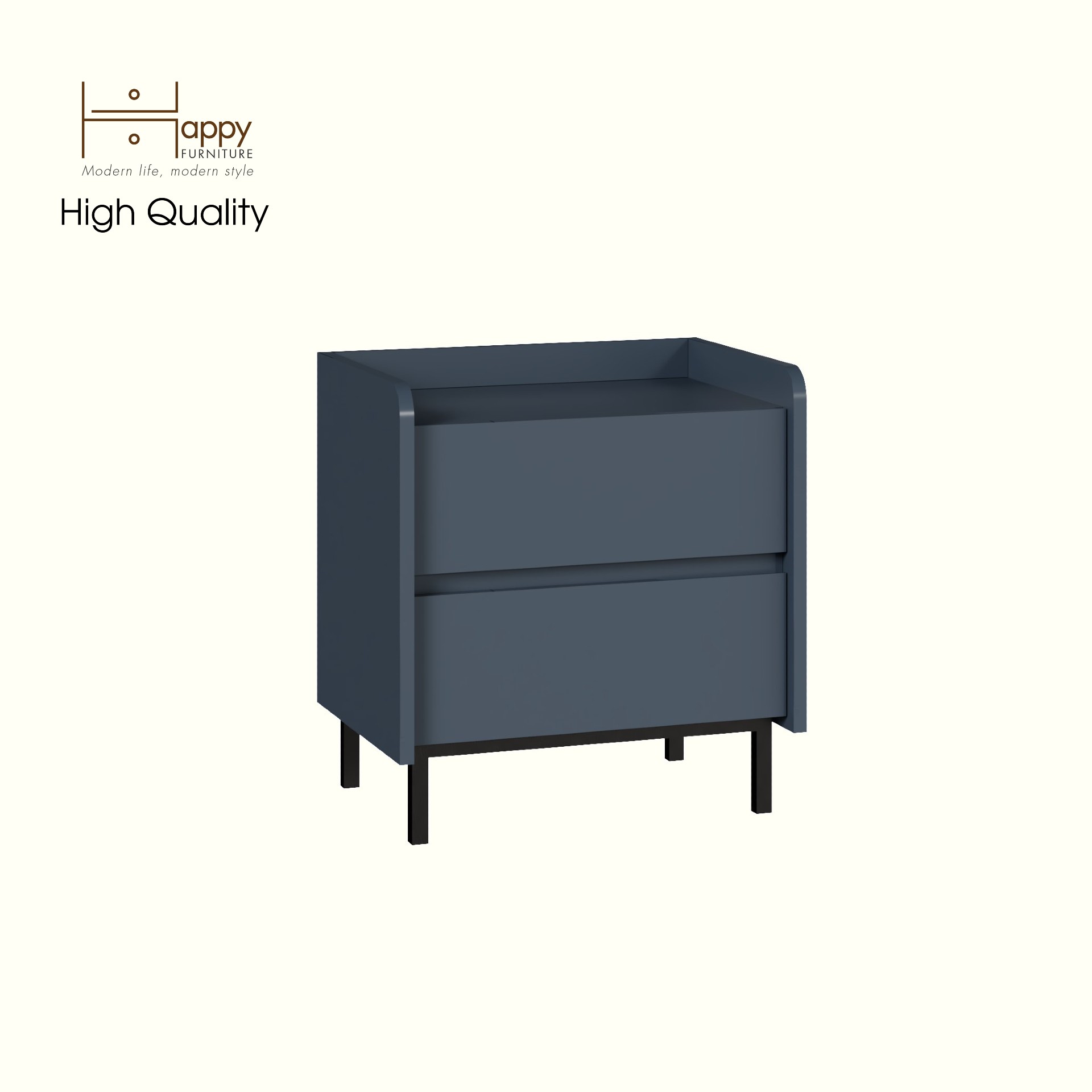 [Happy Home Furniture] LAVIA, Táp đầu giường 2 ngăn kéo - chân sắt, 50cm x 40cm x 54cm ( DxRxC), THK_153