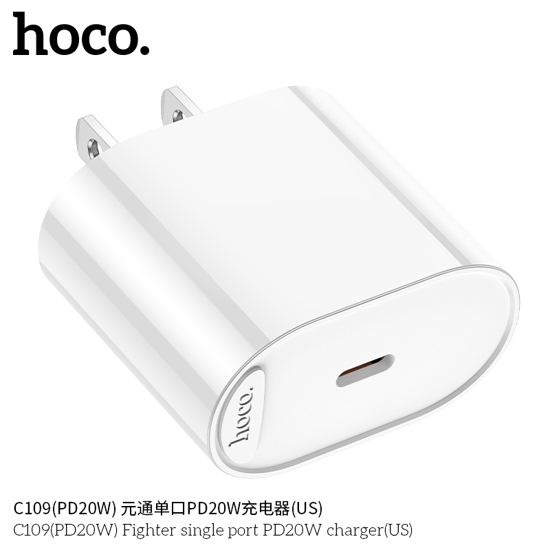 Bộ sạc nhanh kèm dây Hoco C109 thiết kế nhỏ gọn - Hàng Chính Hãng