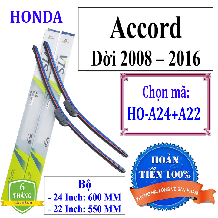 Bộ 2 thanh gạt nước mưa ô tô, xe hơi chất liệu Nano xương mềm dành cho các dòng xe Honda