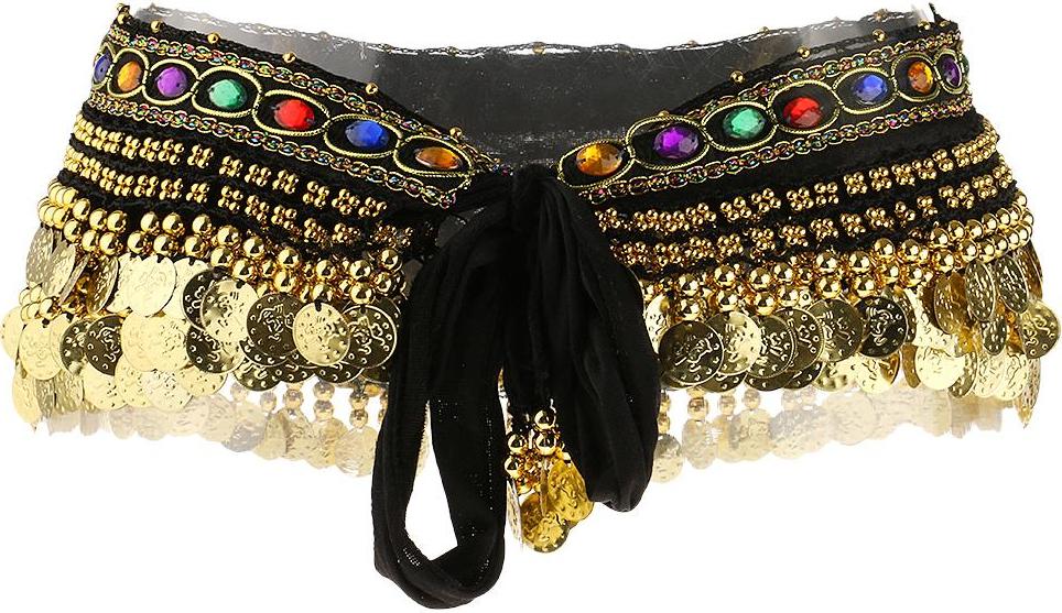 Ladies Belly Dance Wrap Belt Gold Coins Tassel Hip Scarf Costume