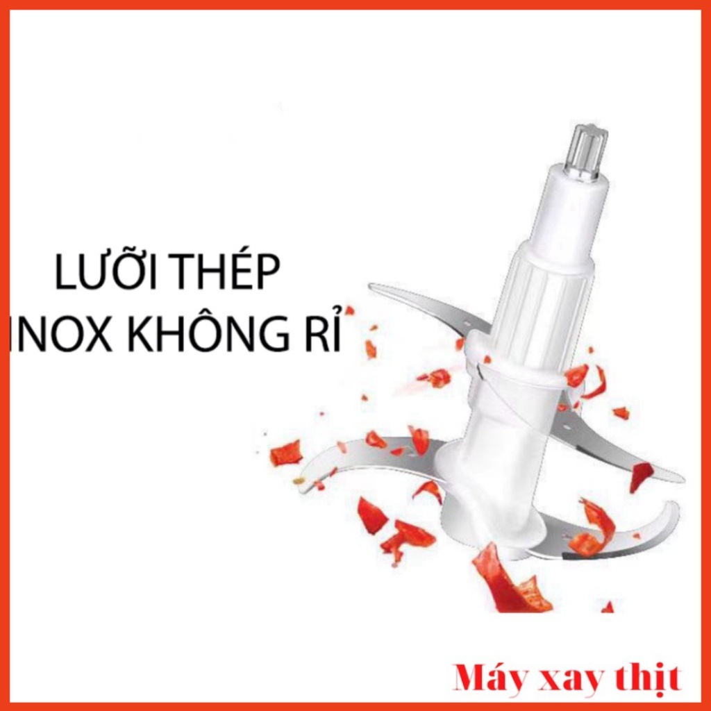 Máy Xay Thịt Đa Năng, Cối INOX 304, Dung Tích 2L, Công Suất 250W, 4 Lưỡi Kép, Cối Xay Thực Phẩm Rau Củ Quả - Hàng Chính Hãng