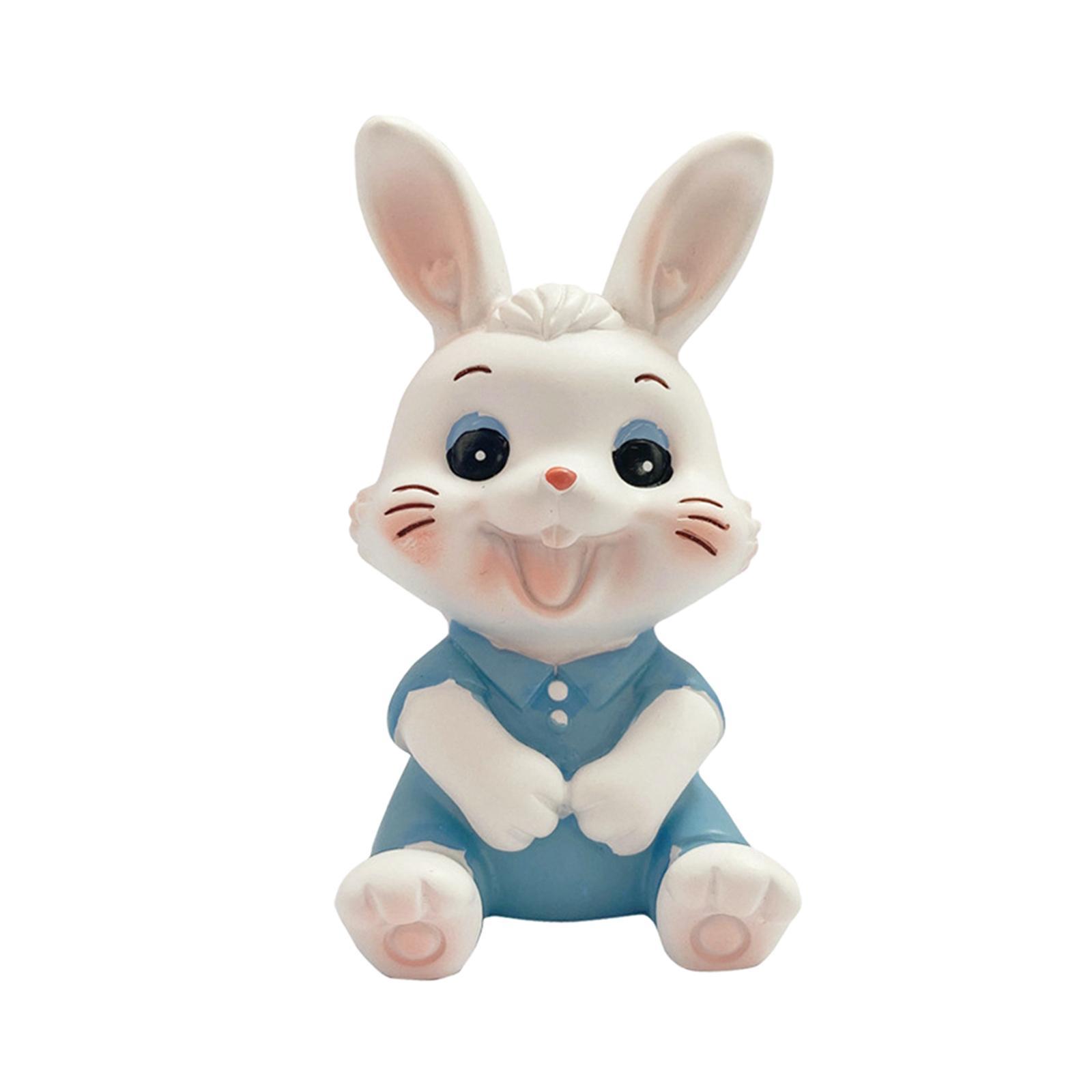 Cute Rabbit Statue Animal Figures Art Sculpture for Office Shelf Decoration