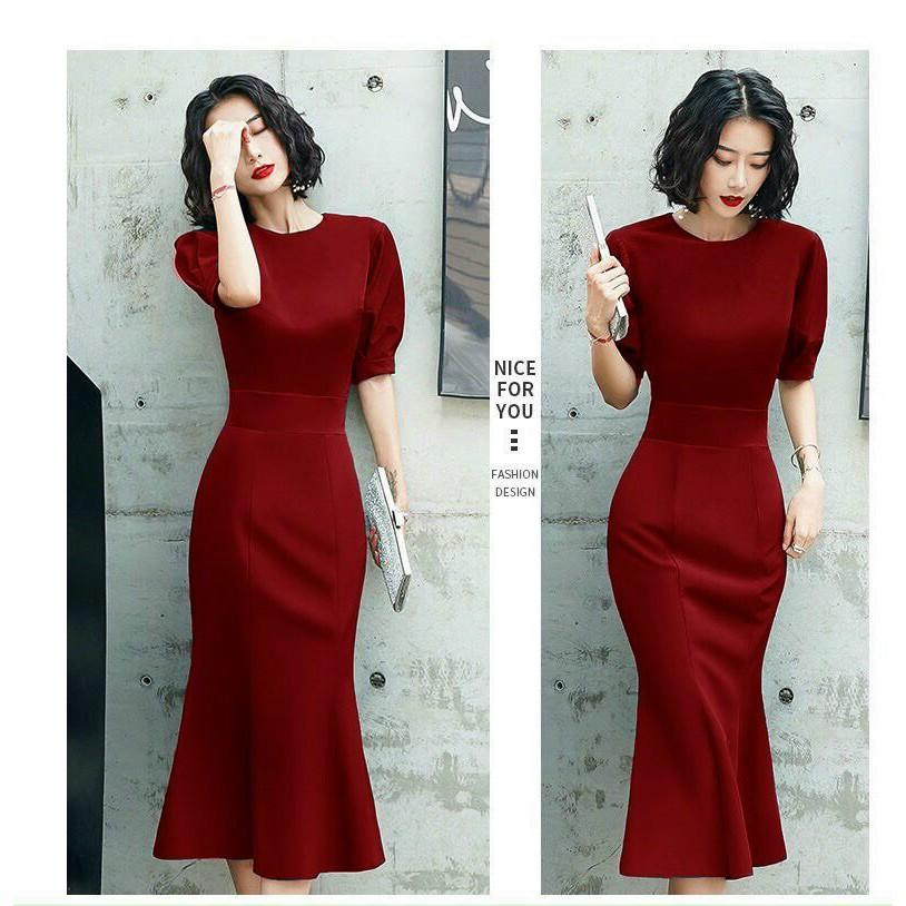 Đầm Ôm Đuôi Cá Tay Phồng