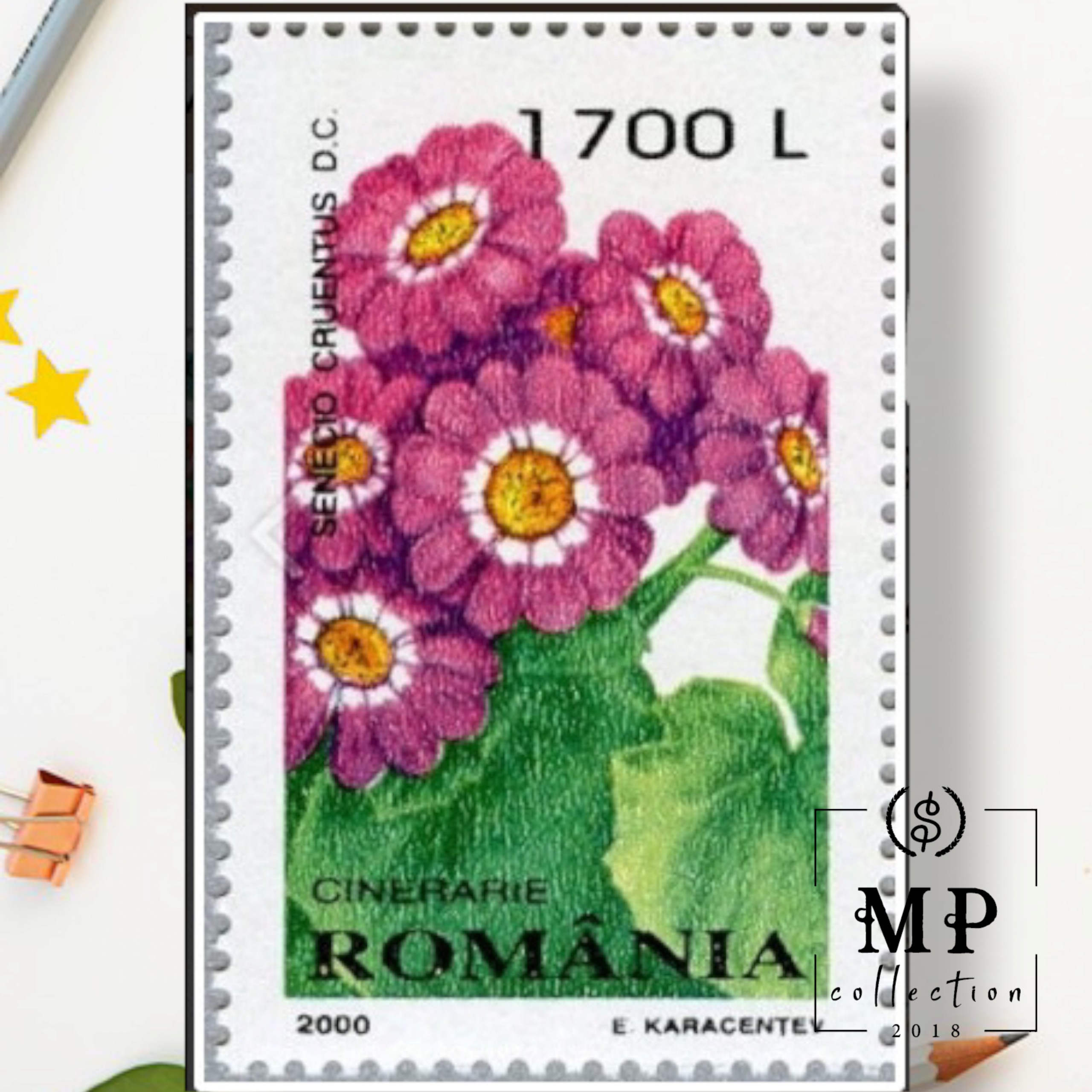 Bộ 4 tem hoa Romania năm 2000 sưu tầm