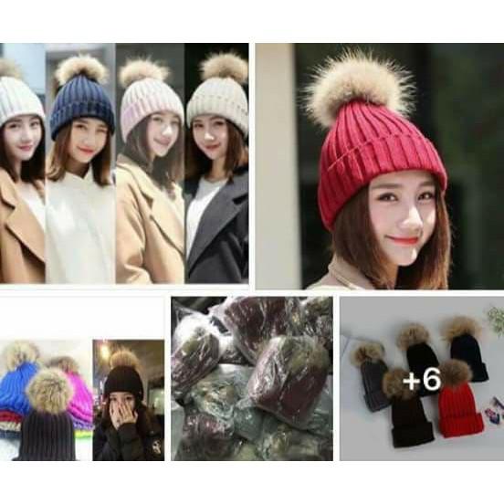 Mũ len quả bông,Mũ thời trang đội mùa đông