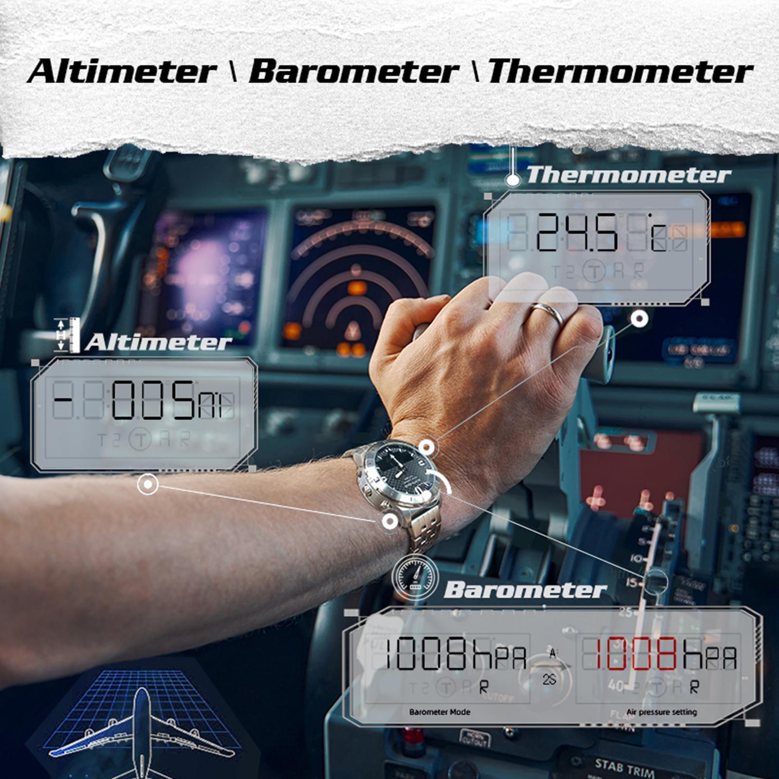 NORTH EDGE Stainless Steel Wrist Watch for Men 50M Waterproof Outdoor Sports Digital Watch with Compass Altimeter Barometer Thermometer