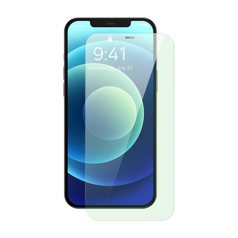 Kính Cường Lực Bảo Vệ Mắt Baseus 0.3mm Eye-Protection Crystal Tempered Glass Screen Protector with Dust Filter for iP 12