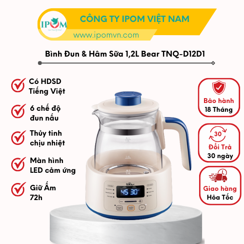 Máy Pha Trà Bear 12 Chế Độ An Toàn Đa Năng, Nấu Soup, Sắc Thuốc, Pha Sữa Cho Bé - Sube011 - Hàng Chính Hãng Bảo hành 18 Tháng