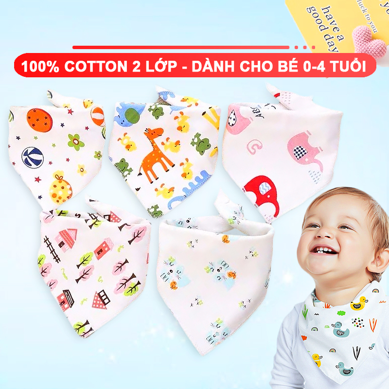 Yếm cho bé 0-4 tuổi cao cấp chất cottton dày dặn BBShine, Khăn yếm tam giác cho bé nhiều họa tiết ngộ nghĩnh – SS007