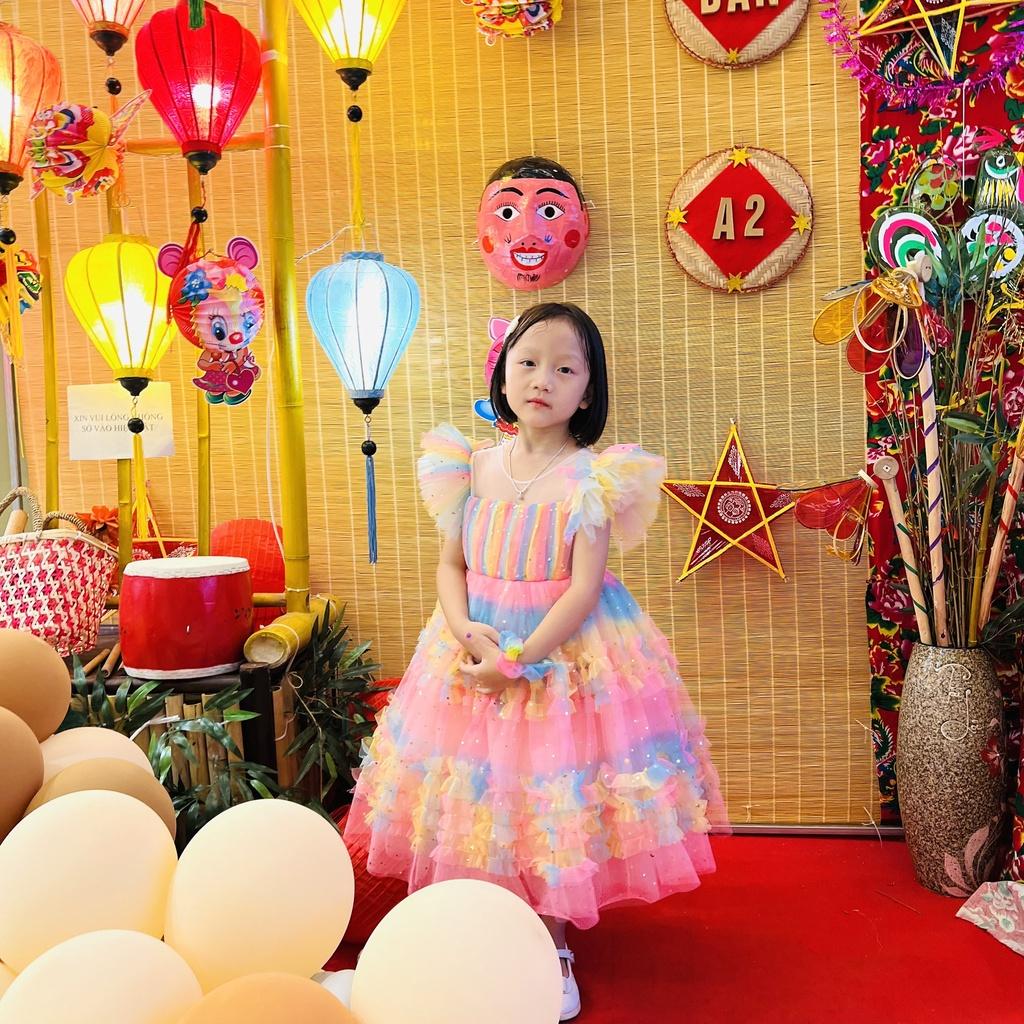 Váy công chúa đầm công chúa thiết kế màu cầu vồng cho bé gái từ 1-10 tuổi tại Mom'schoice