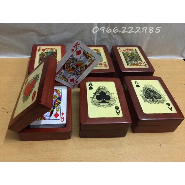 Hộp gỗ đựng bài poker, xí ngầu - Hộp bài tây