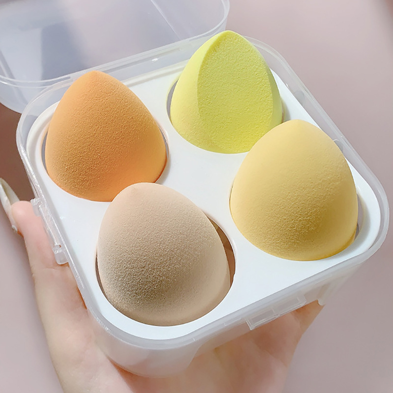 Hộp 4 Mút Tán Kem Nền, Bông Tán Kem Che Khuyết Điểm Màu Pastel Xinh Xắn, Bông Phấn Mềm Mịn