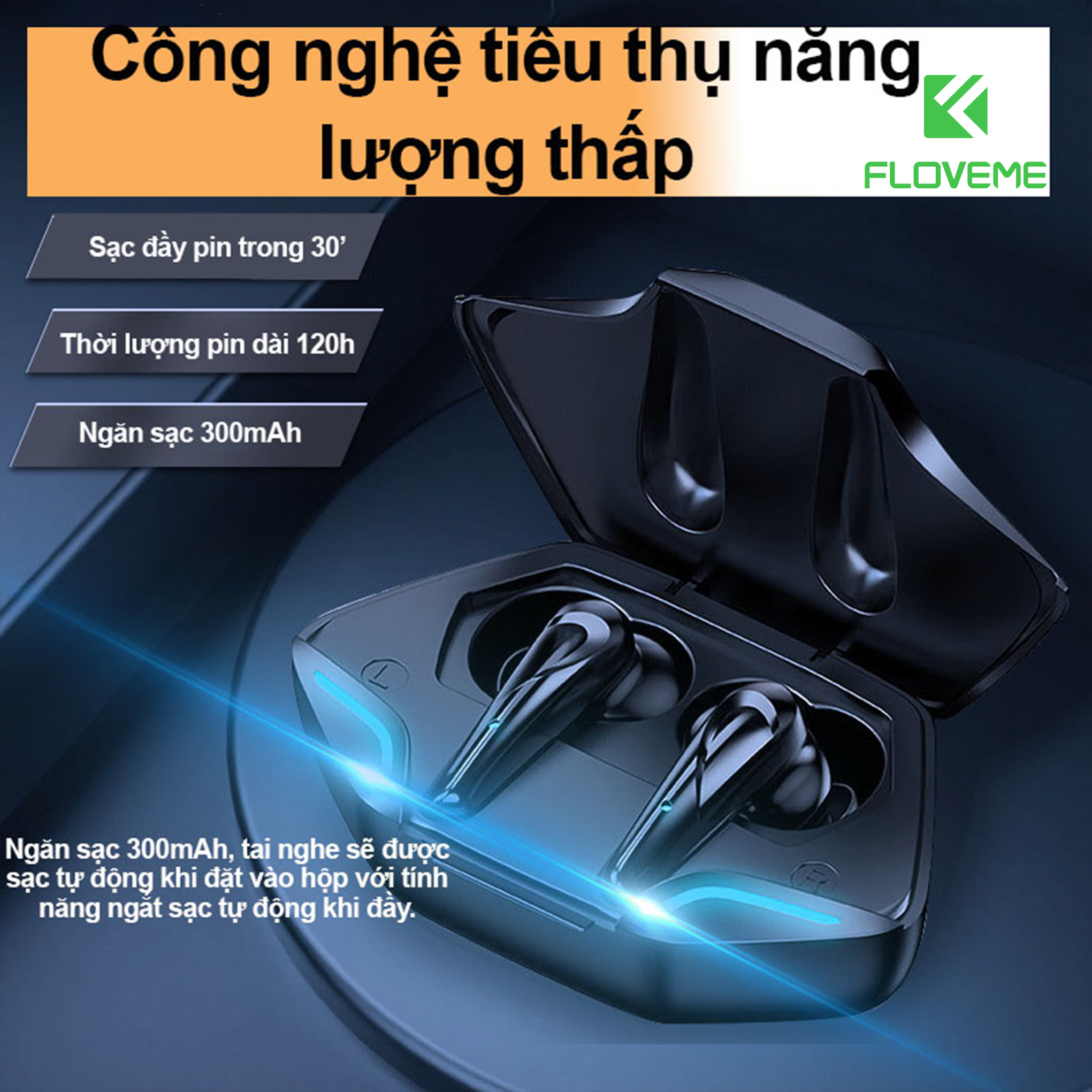 Tai Nghe Gaming bluetooth 5.0 FLOVEME Apro 366 , độ trễ cực thấp khi chơi game, Bass mạnh mẽ, tai nghe game thủ không dây - Hàng chính hãng