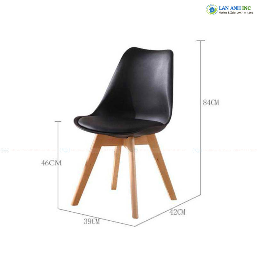 Ghế nhựa quán cafe văn phòng đẹp chân gỗ tựa lưng cao nệm lót simili giá rẻ eames LAGN33