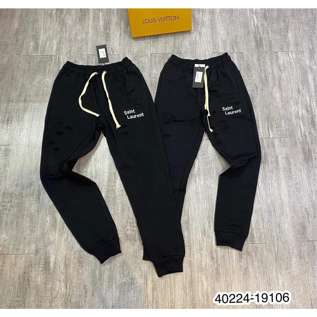 Quần Jogger BALEN - Quần nỉ dài bo gấu nam in chữ tạo rách - Quần Jogger nỉ bo gấu nam.