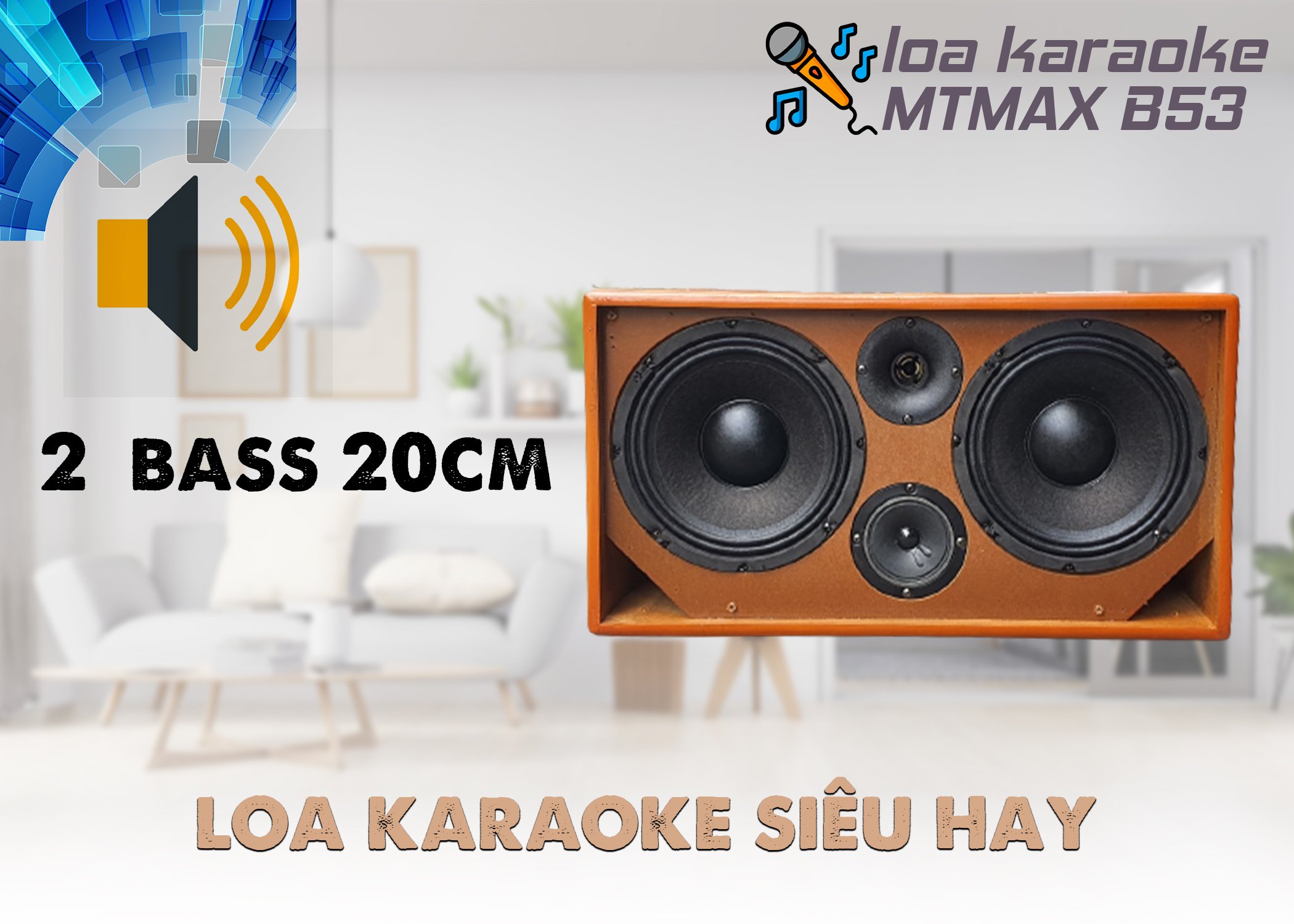 Loa bluetooth xách tay karaoke MTMAX B53 bass 20cm kèm 2 micro không dây có đủ reverb echo delay thiết kế vỏ gỗ sang hàng chính hãng