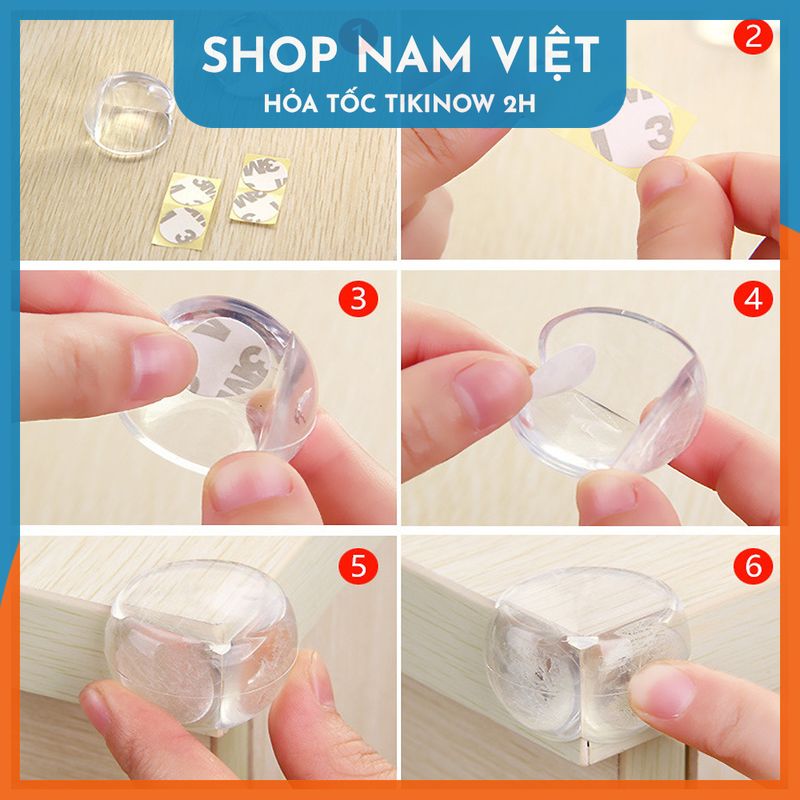 Set 5 Bịt Góc Bàn Ghế Silicon Trong Suốt (Kèm Keo 2 Mặt) - Bo Góc Chống Va Chạm An Toàn Cho Trẻ Em