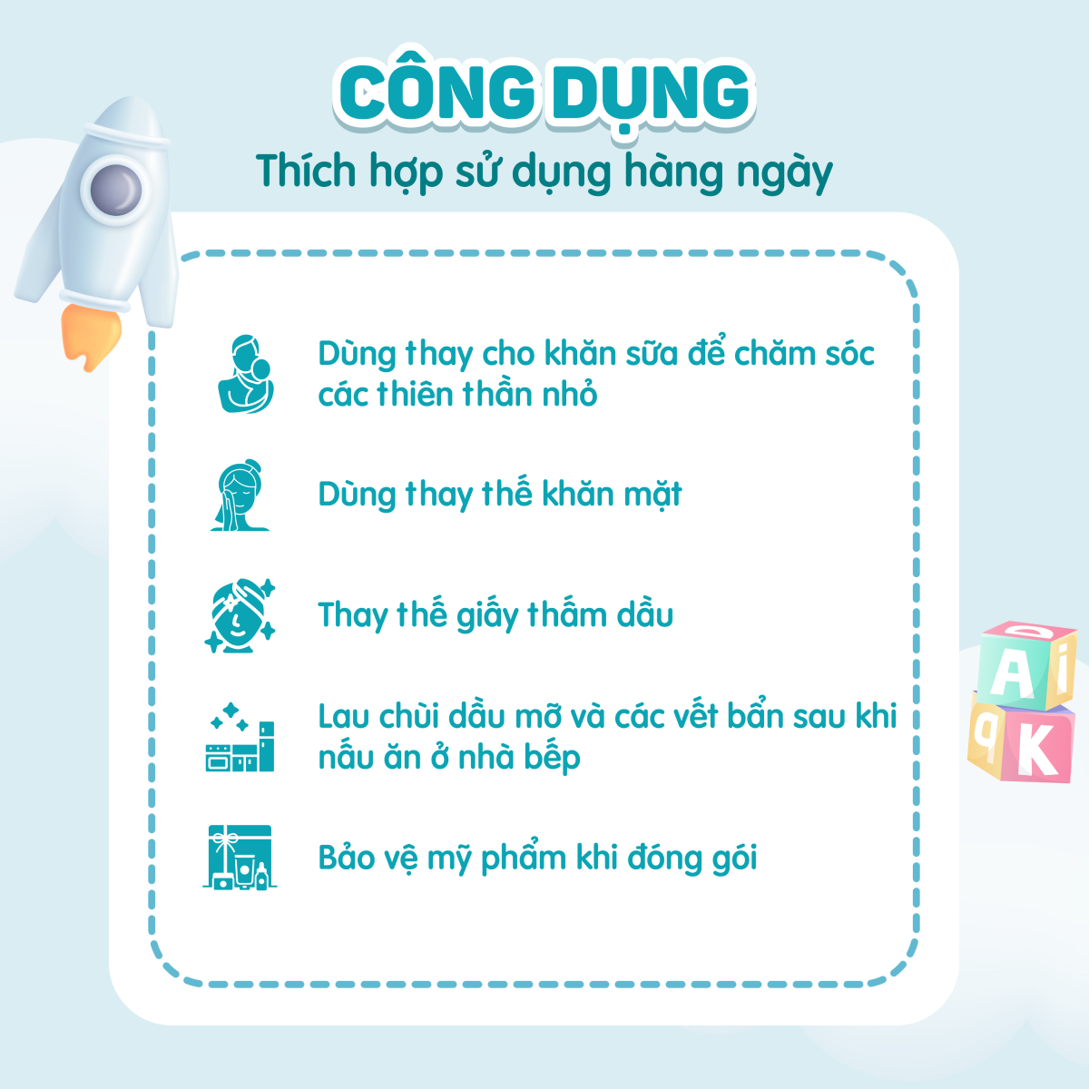 Khăn khô đa năng Ecobi hộp 180 tờ dùng thay khăn sữa an toàn cho trẻ sơ sinh