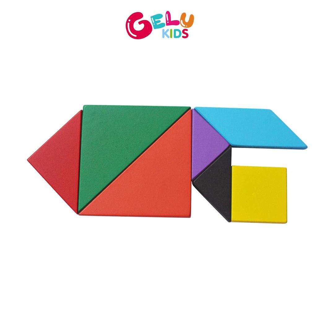 Bộ đồ chơi ghép hình Trí Uẩn Tangram GELU KIDS gỗ sơn màu tự nhiên cho bé vui chơi giải trí - GLDC01