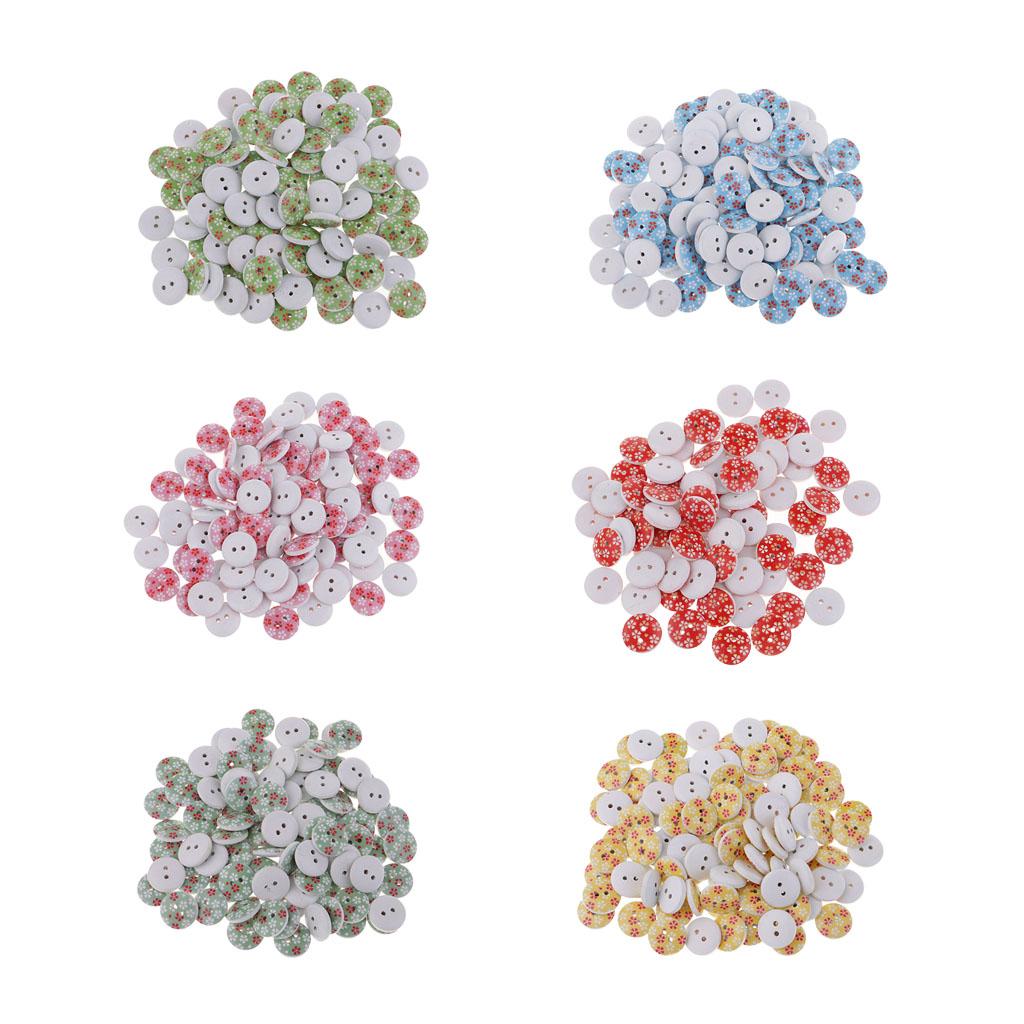 100Pcs Snowflake Wooden Buttons Sewing Clothing Accessories 15mm Yellow