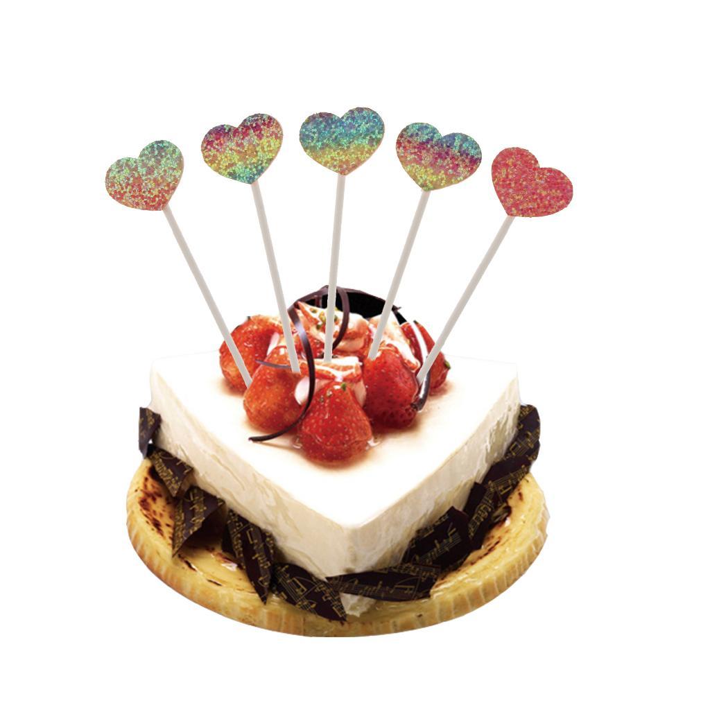 5 Pieces Cake Topper Insert Sticks Wedding Party Cake Decoration Heart