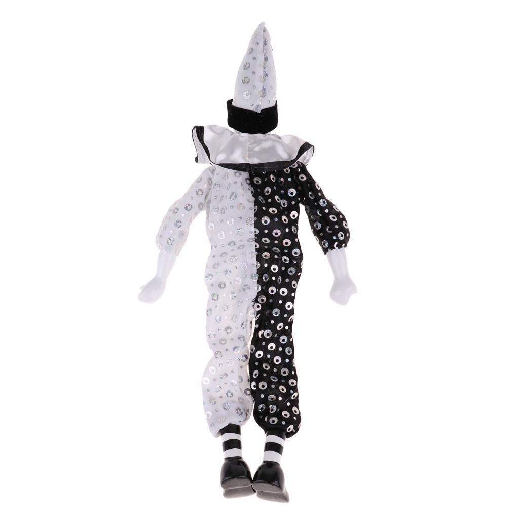 38cm 15" Retro Porcelain Hanging Foot Clown Doll Harlequin Doll Circus Props