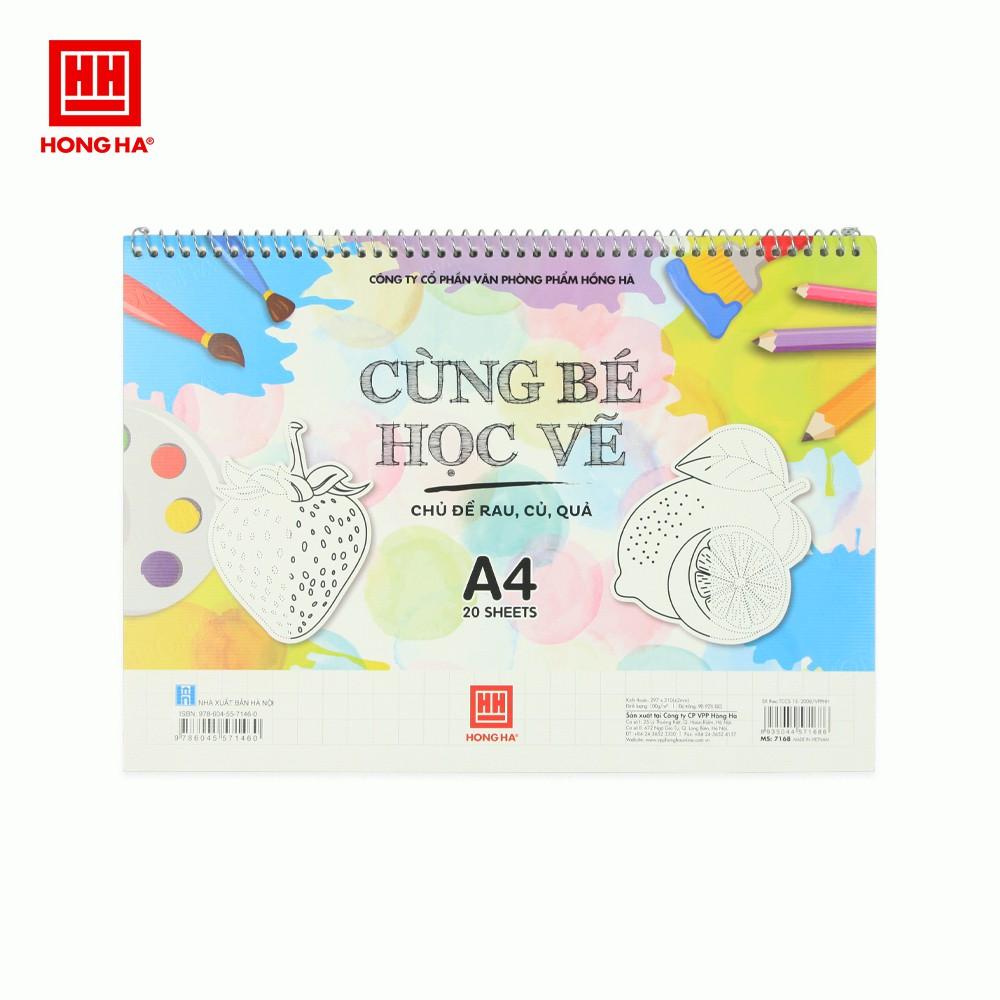 Vở tập vẽ lò xo 20 tờ A4 "Cùng bé học vẽ - Chủ đề rau, củ, quả" 7168