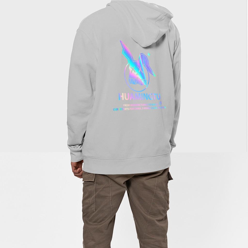 Áo hoodie Unisex dạ quang - Áo khoác nỉ phản quang họa tiết Thỏ Huamingtu in cao cấp