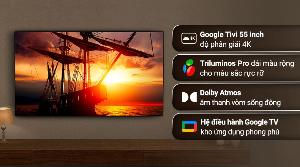 Google Tivi Sony 4K 55 inch 55X85K - Hàng Chính Hãng - Chỉ Giao Hà Nội