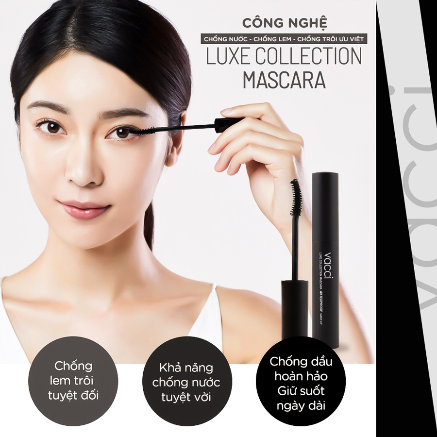 MASCARA VACCI - NỐI DÀI, DÀY MI, KHÔNG LEM KHÔNG TRÔI TRONG NƯỚC - LUXE COLLECTION MASCARA WATERPROOF