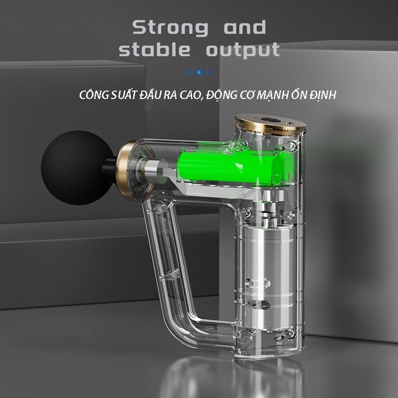 Súng Massage Fascial Gun 4 Đầu Trị Liệu 6 Chế Độ Mạnh Mẽ, Máy Massage Cầm Tay Thư Giãn Cơ Toàn Thân
