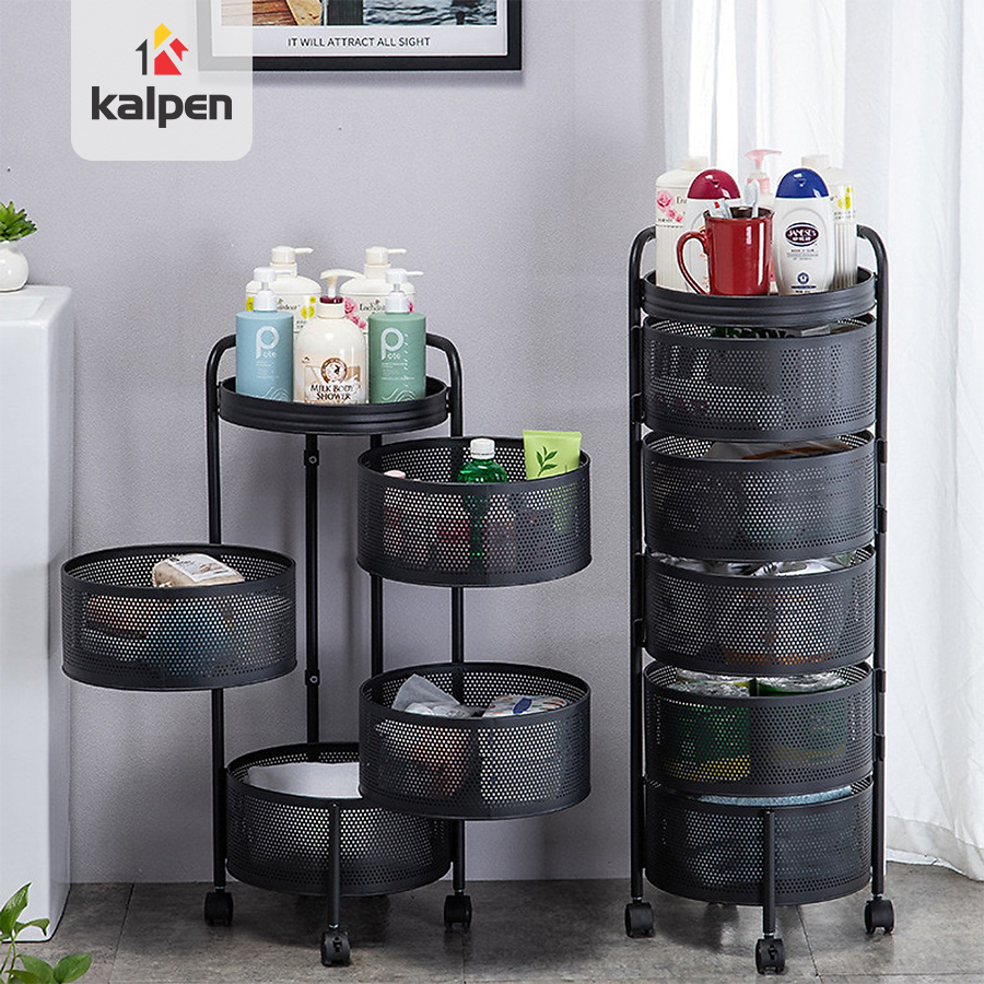 KỆ XOAY TRÒN Đựng Rau Củ Đồ Dùng Đa Năng Thông Minh 3 Tầng Kalpen, Bh 24 Tháng, RHQM