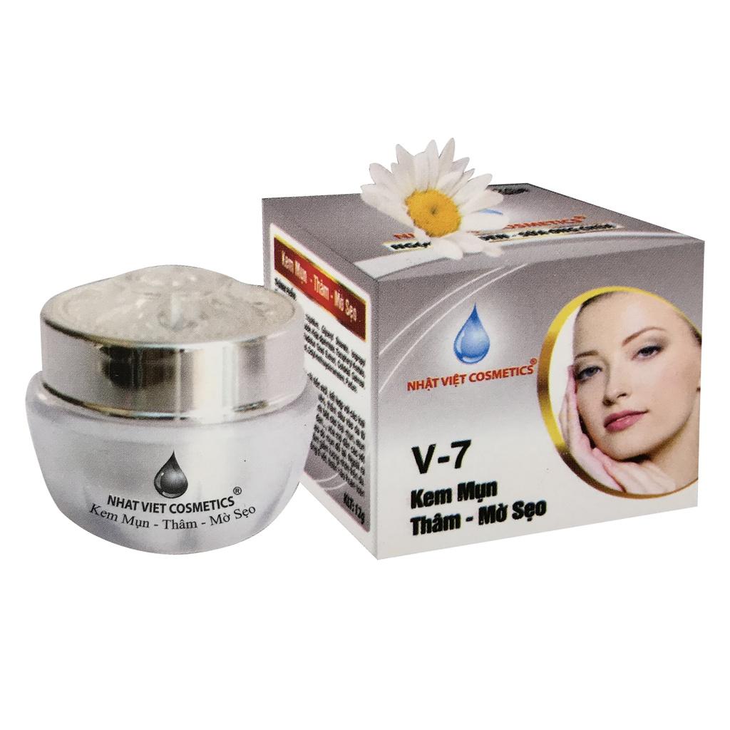 KEM MỤN THÂM MỜ SẸO NGỌC TRAI ĐEN SỮA ONG CHÚA V7 NHẬT VIỆT COSMETICS 8G - 12G