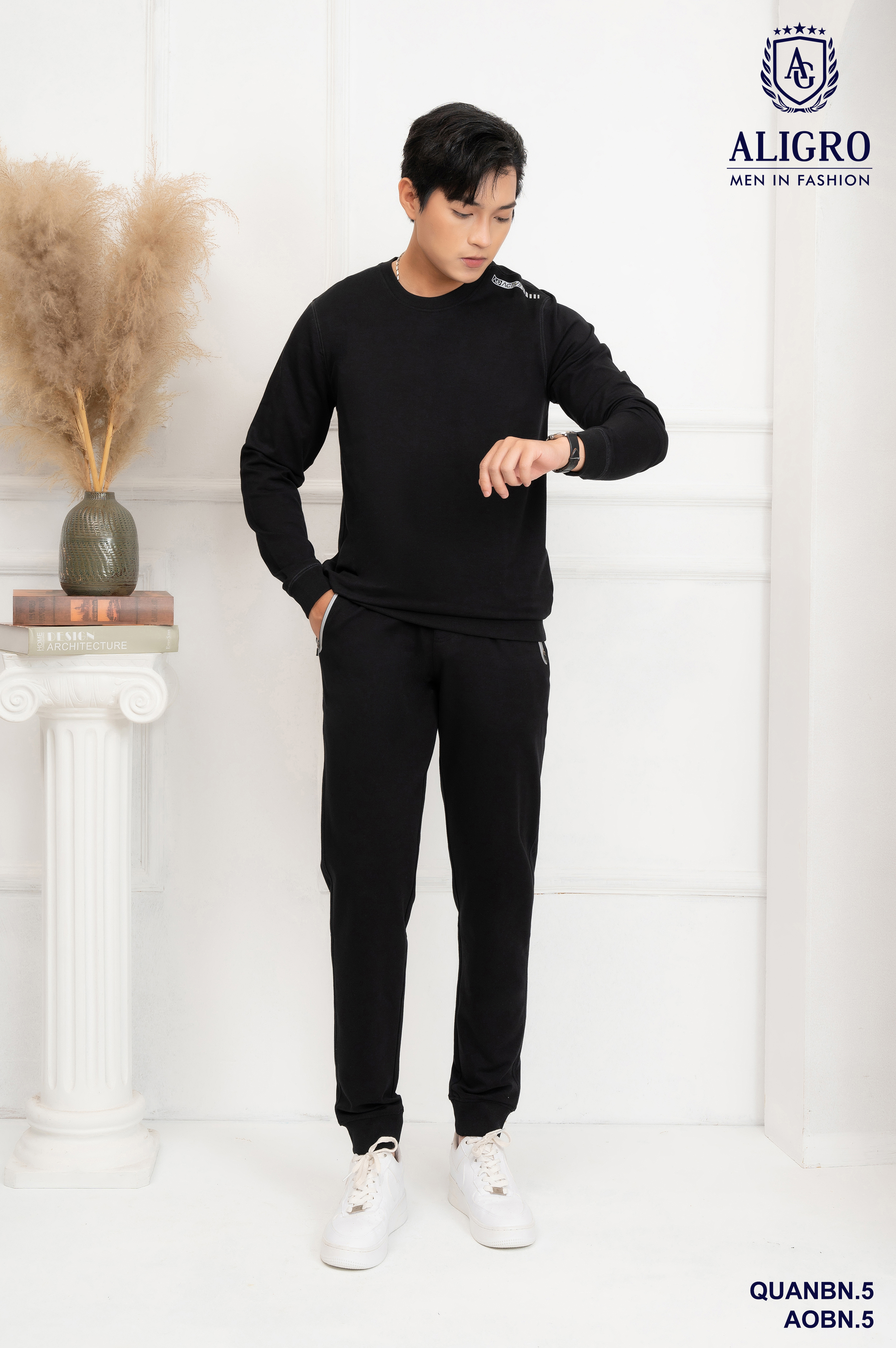 Bộ nỉ nam Aligro màu đen BN5