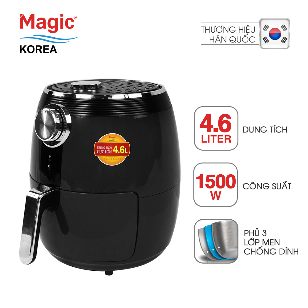 Nồi Chiên Không Dầu Magic A-802 (4.6 Lít) Đen - Hàng Chính Hãng